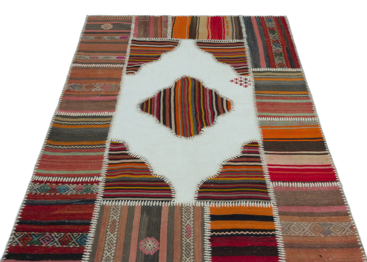 Naturel Over Dyed Kilim Patchwork Unique Rug 4&#39;2&#39;&#39; x 6&#39;0&#39;&#39; ft 127 x 184 cm