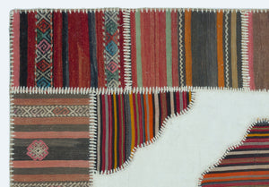 Naturel Over Dyed Kilim Patchwork Unique Rug 4'2'' x 6'0'' ft 127 x 184 cm