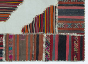 Naturel Over Dyed Kilim Patchwork Unique Rug 4'3'' x 5'11'' ft 130 x 180 cm