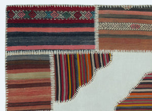 Naturel Over Dyed Kilim Patchwork Unique Rug 4'3'' x 5'11'' ft 130 x 180 cm