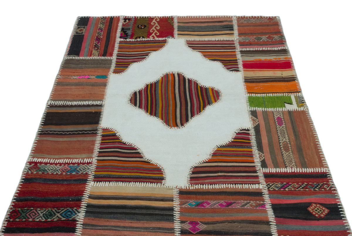 Naturel Over Dyed Kilim Patchwork Unique Rug 4&#39;3&#39;&#39; x 5&#39;10&#39;&#39; ft 130 x 177 cm