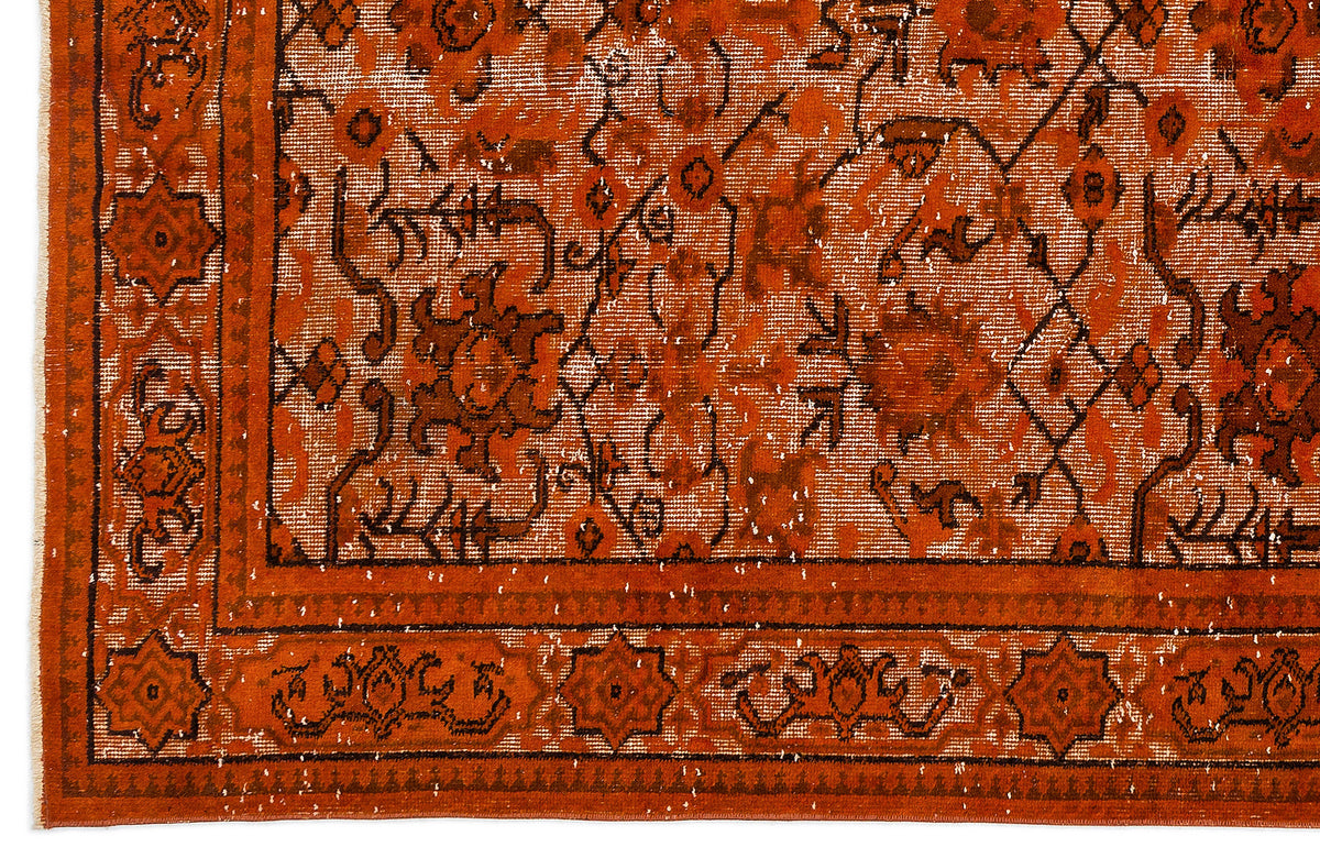 Orange Over Dyed Carved Rug 5&#39;5&#39;&#39; x 8&#39;9&#39;&#39; ft 165 x 266 cm