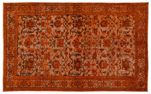 Orange Over Dyed Carved Rug 5'5'' x 8'9'' ft 165 x 266 cm