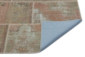 Beige Over Dyed Patchwork Unique Rug 3'11'' x 5'11'' ft 120 x 180 cm