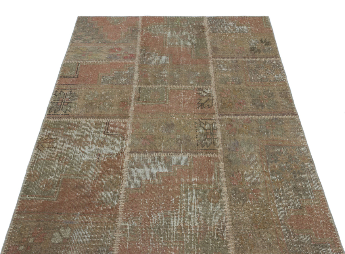 Beige Over Dyed Patchwork Unique Rug 3&#39;11&#39;&#39; x 5&#39;11&#39;&#39; ft 120 x 180 cm