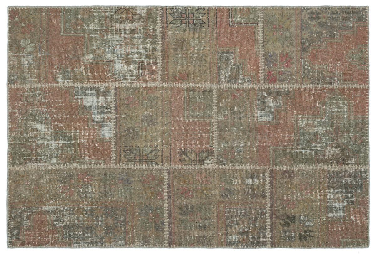Beige Over Dyed Patchwork Unique Rug 3&#39;11&#39;&#39; x 5&#39;11&#39;&#39; ft 120 x 180 cm
