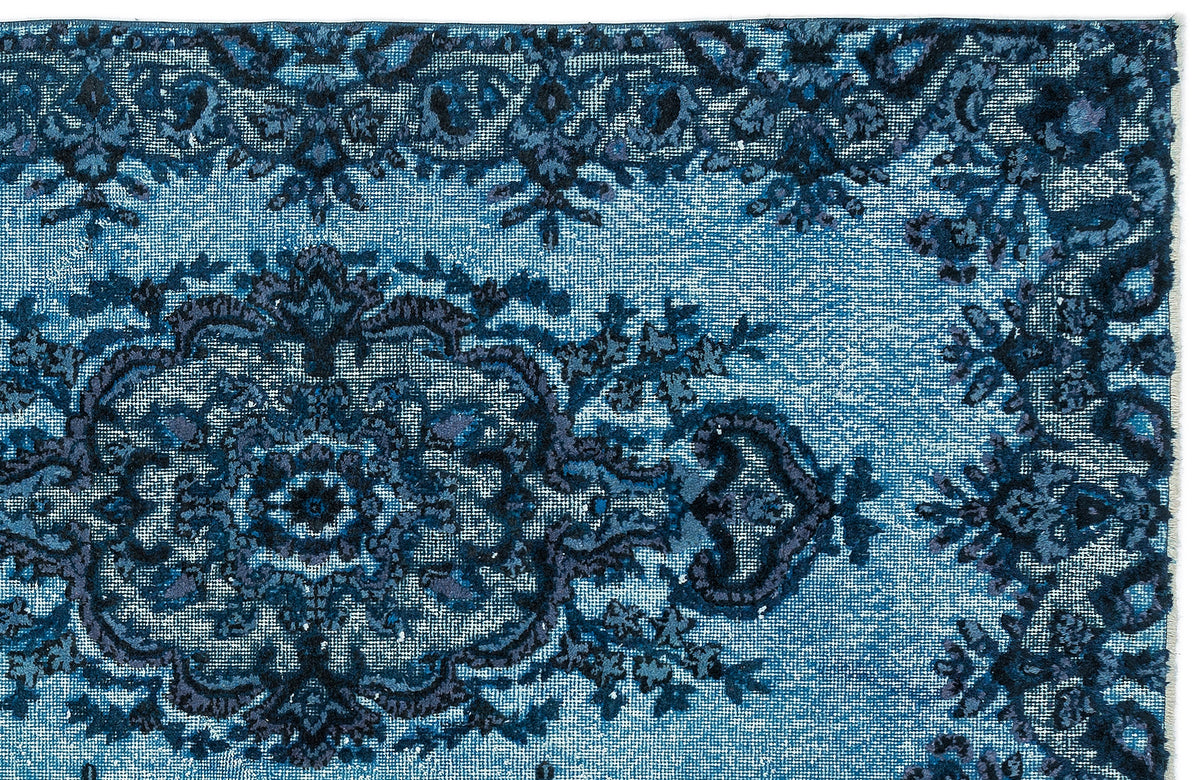 Turquoise  Over Dyed Carved Rug 3'11'' x 6'9'' ft 120 x 205 cm