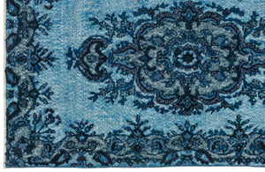 Turquoise  Over Dyed Carved Rug 3'11'' x 6'9'' ft 120 x 205 cm