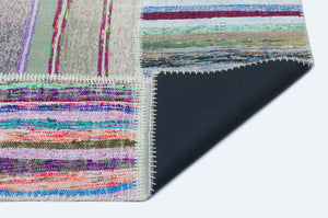 Striped Over Dyed Kilim Patchwork Unique Rug 5'3'' x 7'3'' ft 160 x 221 cm