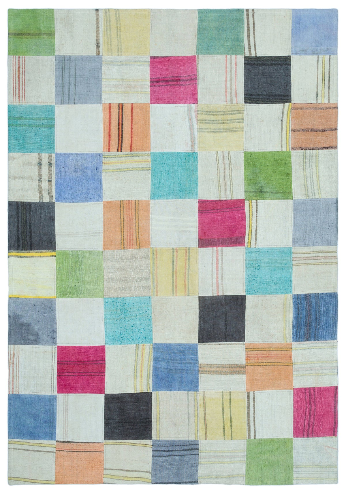 Mixed Over Dyed Kilim Patchwork Unique Rug 5&#39;2&#39;&#39; x 7&#39;4&#39;&#39; ft 157 x 224 cm