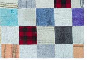 Mixed Over Dyed Kilim Patchwork Unique Rug 5'3'' x 7'6'' ft 160 x 228 cm