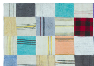 Mixed Over Dyed Kilim Patchwork Unique Rug 5'3'' x 7'6'' ft 160 x 228 cm