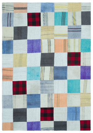 Mixed Over Dyed Kilim Patchwork Unique Rug 5'3'' x 7'6'' ft 160 x 228 cm