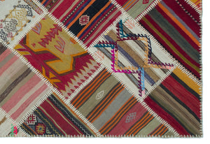 Naturel Over Dyed Kilim Patchwork Unique Rug 5'3'' x 7'9'' ft 160 x 235 cm