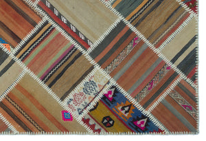 Naturel Over Dyed Kilim Patchwork Unique Rug 5'3'' x 7'9'' ft 160 x 236 cm