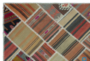 Naturel Over Dyed Kilim Patchwork Unique Rug 5'3'' x 7'9'' ft 160 x 236 cm