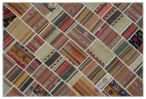 Naturel Over Dyed Kilim Patchwork Unique Rug 5'3'' x 7'9'' ft 160 x 236 cm