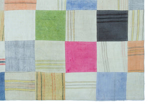 Mixed Over Dyed Kilim Patchwork Unique Rug 5'2'' x 7'7'' ft 158 x 232 cm