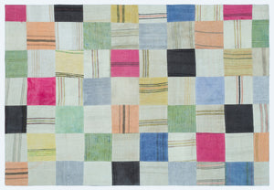 Mixed Over Dyed Kilim Patchwork Unique Rug 5'3'' x 7'6'' ft 160 x 228 cm