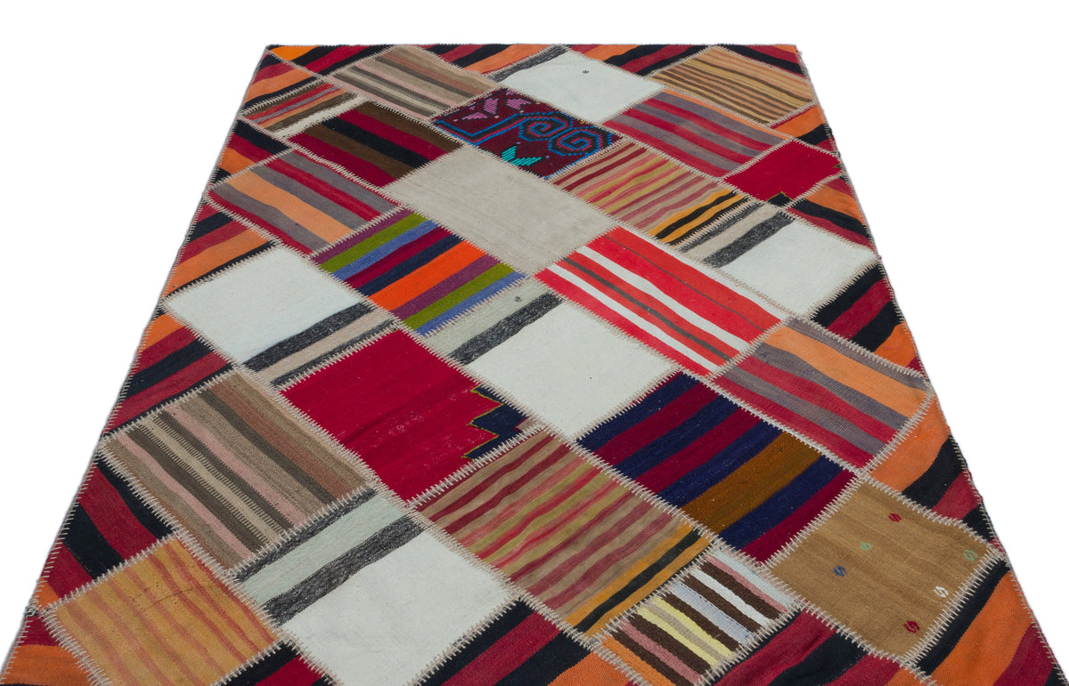 Naturel Over Dyed Kilim Patchwork Unique Rug 5&#39;1&#39;&#39; x 7&#39;7&#39;&#39; ft 156 x 230 cm