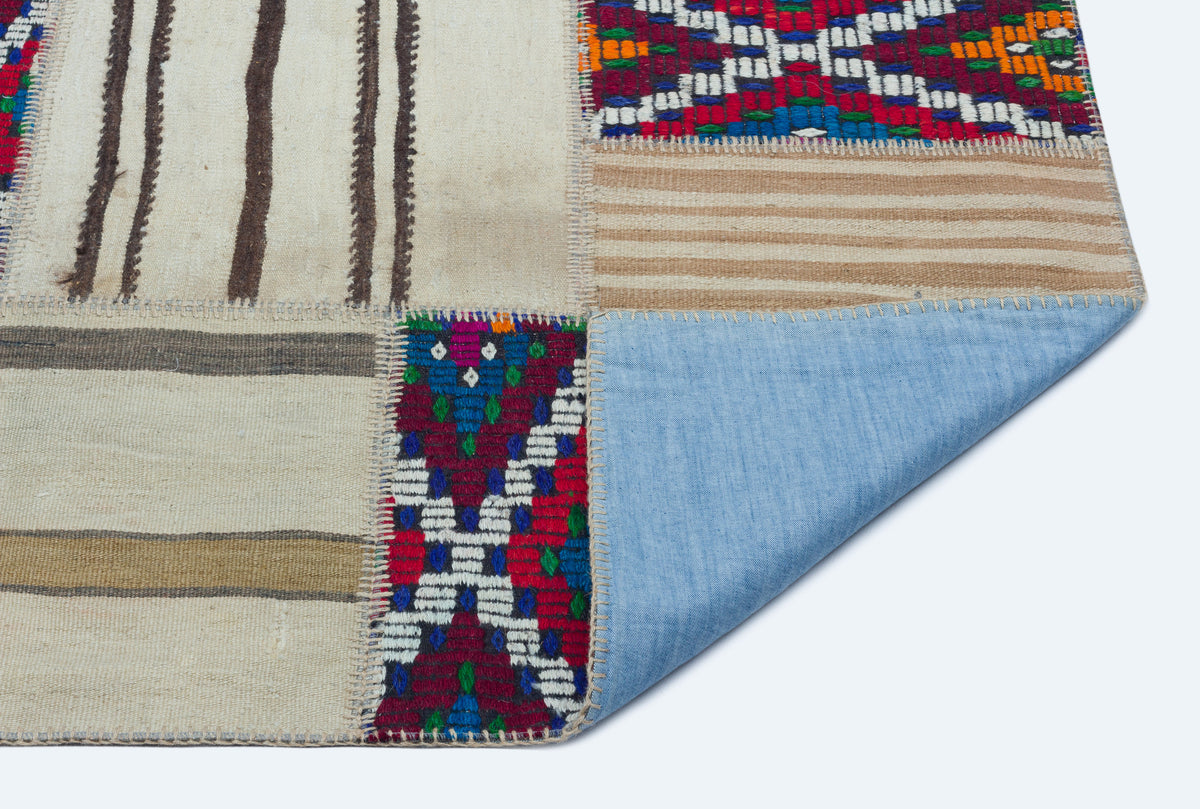 Naturel Over Dyed Kilim Patchwork Unique Rug 5&#39;3&#39;&#39; x 7&#39;7&#39;&#39; ft 160 x 230 cm