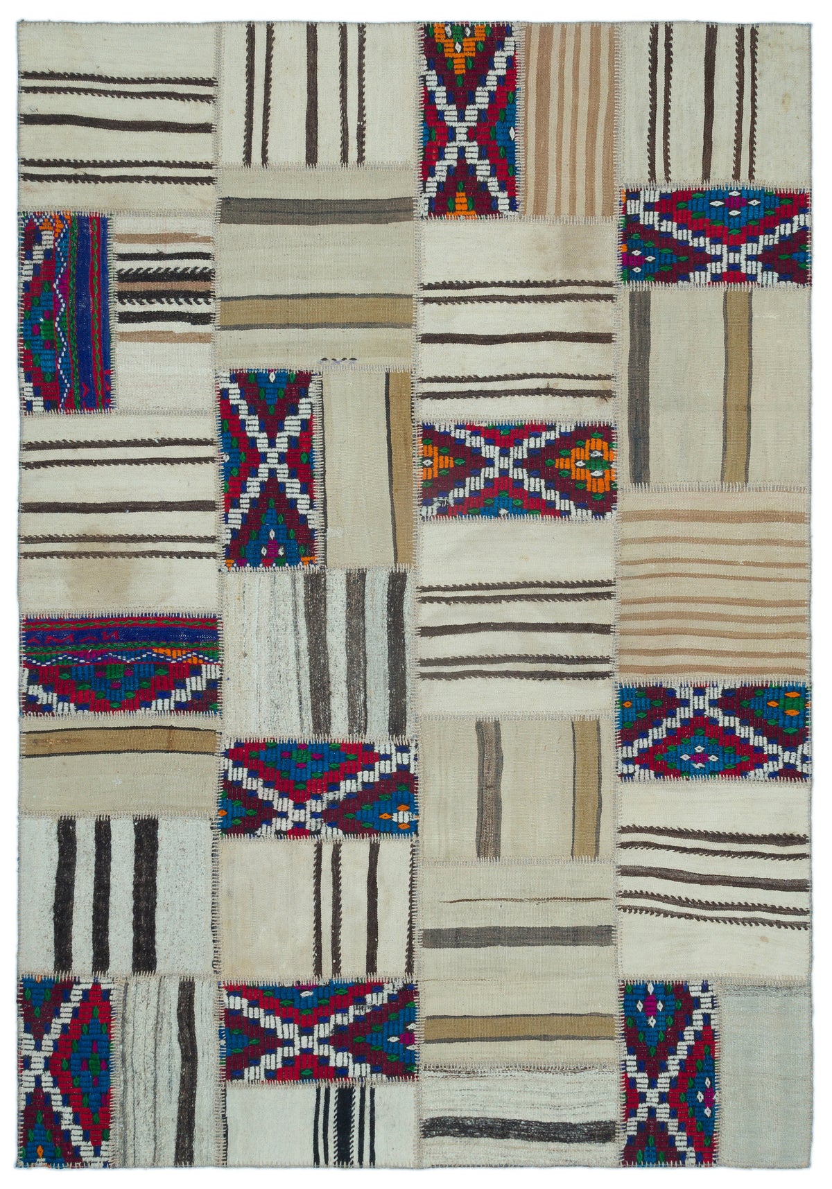 Naturel Over Dyed Kilim Patchwork Unique Rug 5&#39;3&#39;&#39; x 7&#39;7&#39;&#39; ft 160 x 230 cm