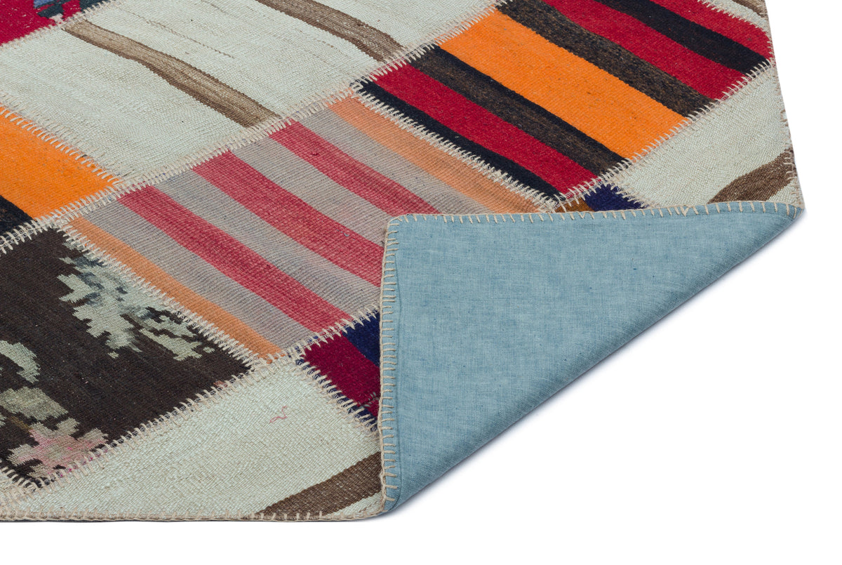 Naturel Over Dyed Kilim Patchwork Unique Rug 5&#39;1&#39;&#39; x 7&#39;10&#39;&#39; ft 154 x 240 cm