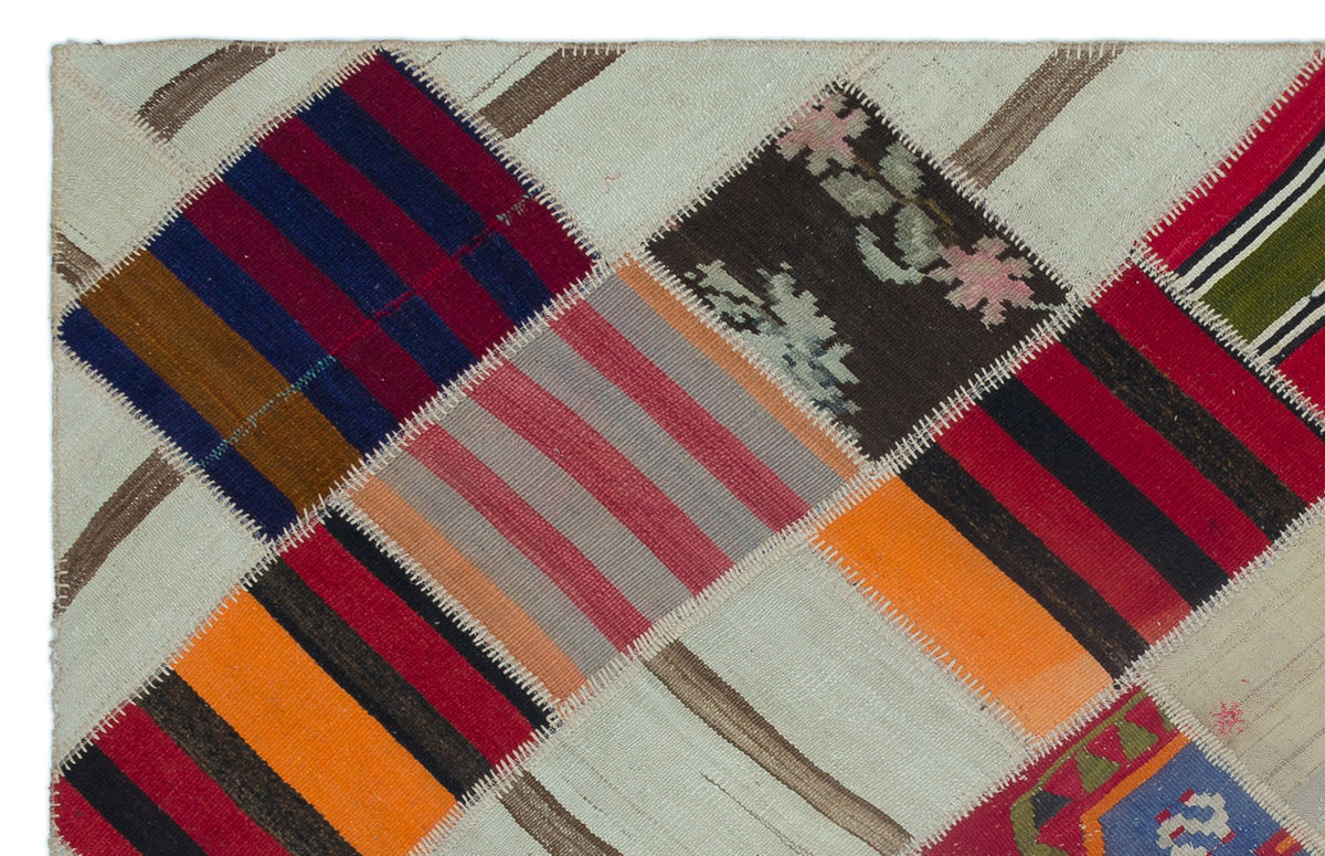 Naturel Over Dyed Kilim Patchwork Unique Rug 5&#39;1&#39;&#39; x 7&#39;10&#39;&#39; ft 154 x 240 cm