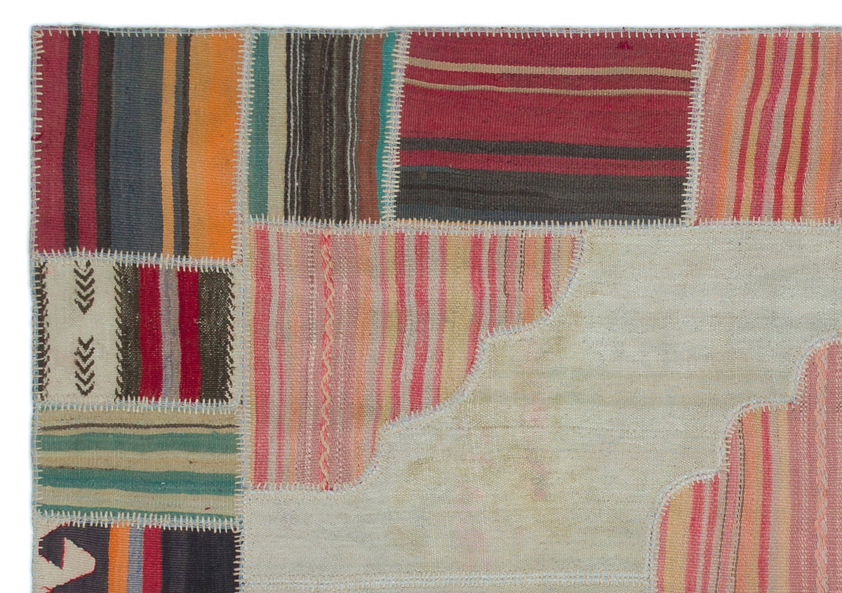 Naturel Over Dyed Kilim Patchwork Unique Rug 5&#39;3&#39;&#39; x 7&#39;5&#39;&#39; ft 160 x 226 cm