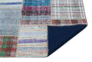 Striped Over Dyed Kilim Patchwork Unique Rug 4'9'' x 7'6'' ft 145 x 228 cm