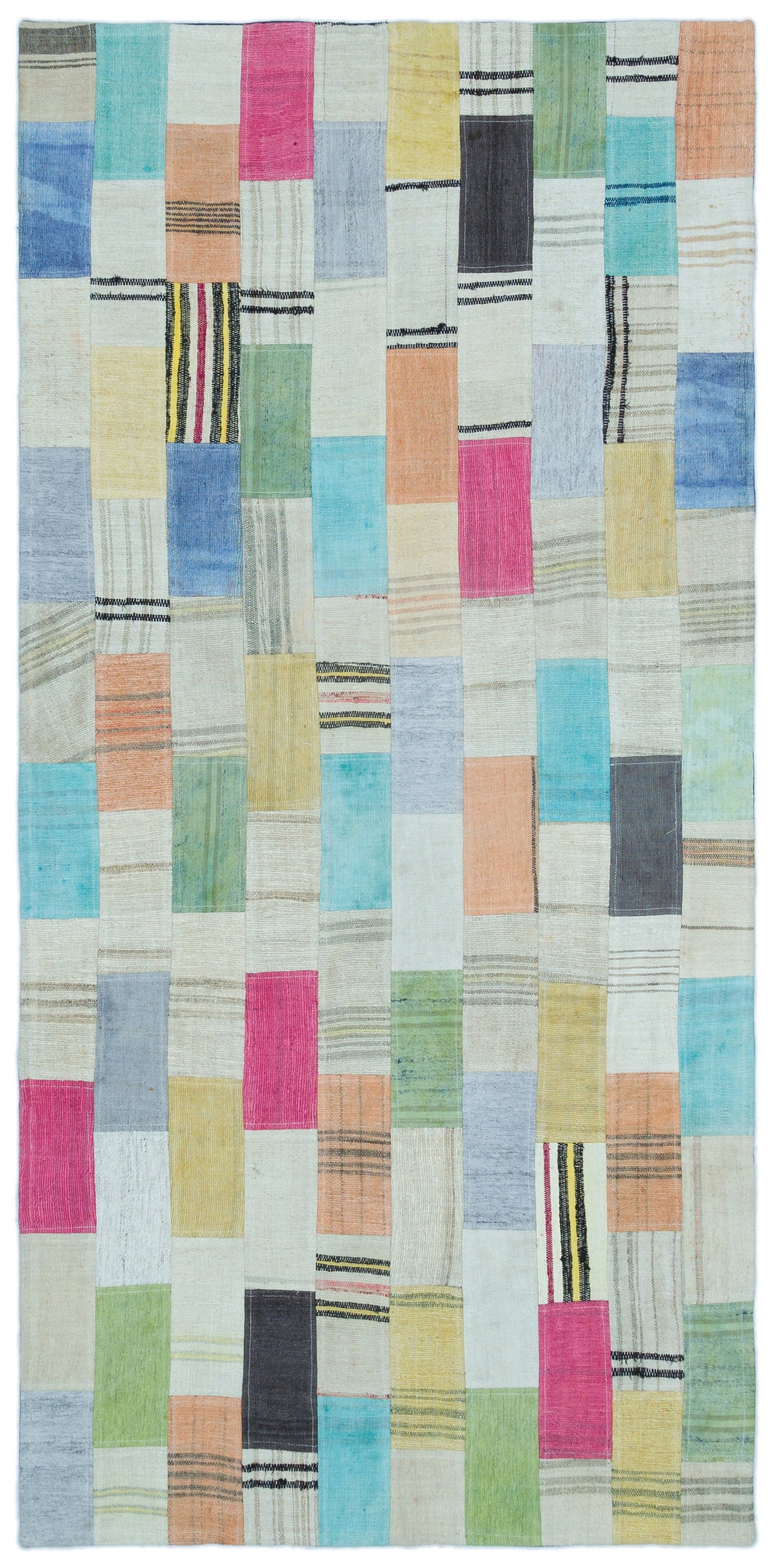 Mixed Over Dyed Kilim Patchwork Unique Rug 3&#39;5&#39;&#39; x 7&#39;1&#39;&#39; ft 105 x 215 cm