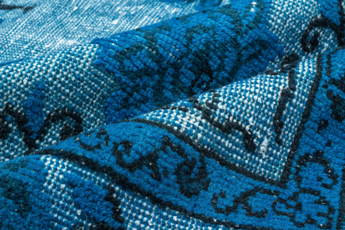 Turquoise  Over Dyed Carved Rug 5'5'' x 8'10'' ft 164 x 268 cm