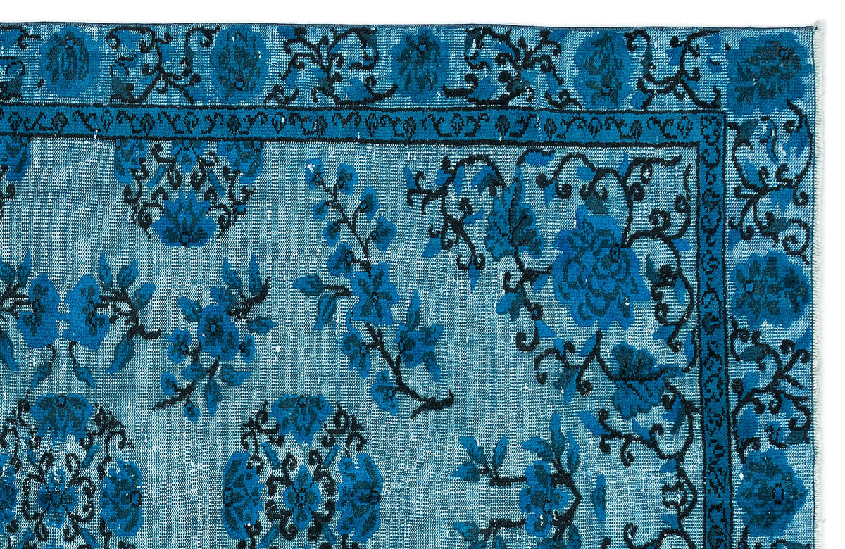 Turquoise  Over Dyed Carved Rug 5'5'' x 8'10'' ft 164 x 268 cm