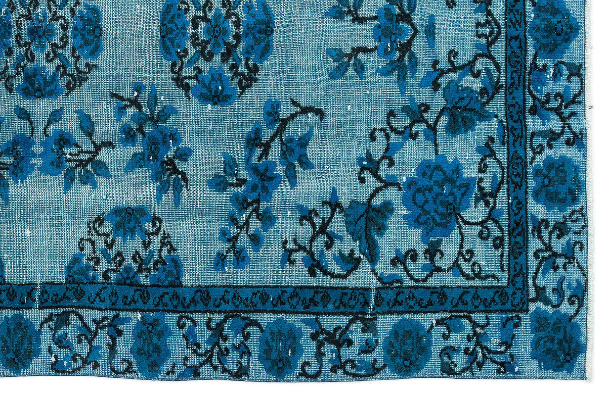 Turquoise  Over Dyed Carved Rug 5'5'' x 8'10'' ft 164 x 268 cm