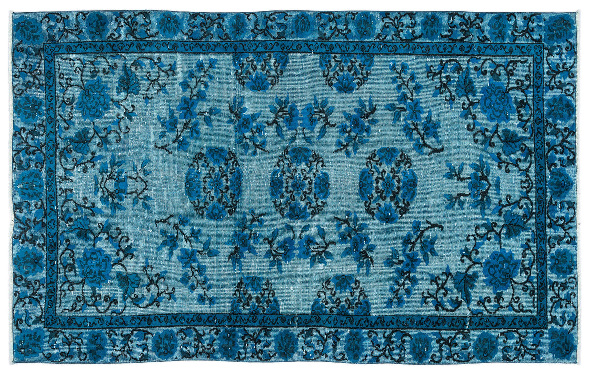 Turquoise  Over Dyed Carved Rug 5'5'' x 8'10'' ft 164 x 268 cm