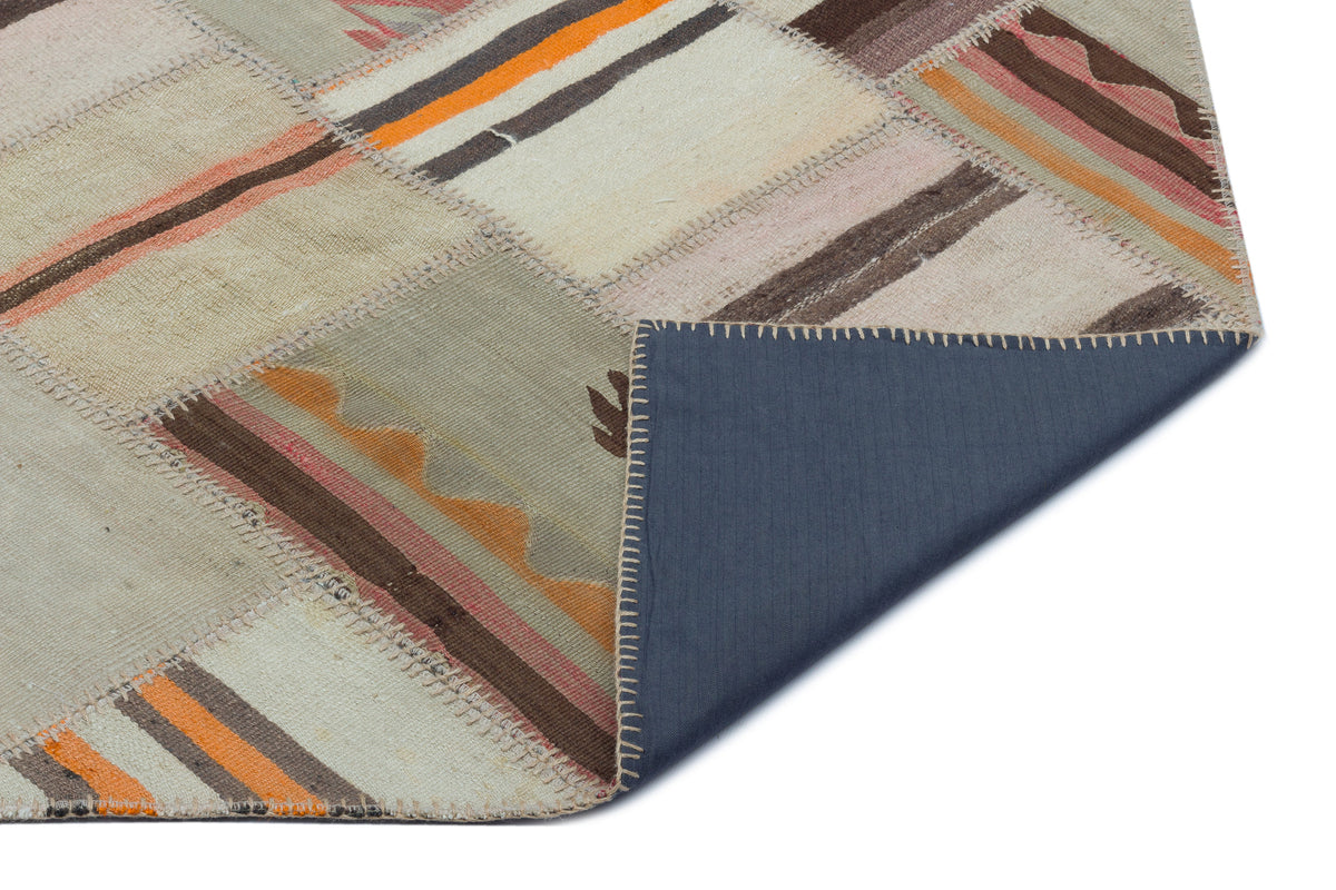 Naturel Over Dyed Kilim Patchwork Unique Rug 4&#39;10&#39;&#39; x 7&#39;9&#39;&#39; ft 147 x 235 cm