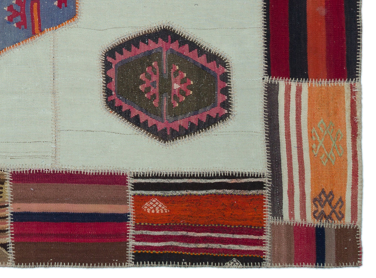 Naturel Over Dyed Kilim Patchwork Unique Rug 5&#39;5&#39;&#39; x 7&#39;5&#39;&#39; ft 165 x 225 cm