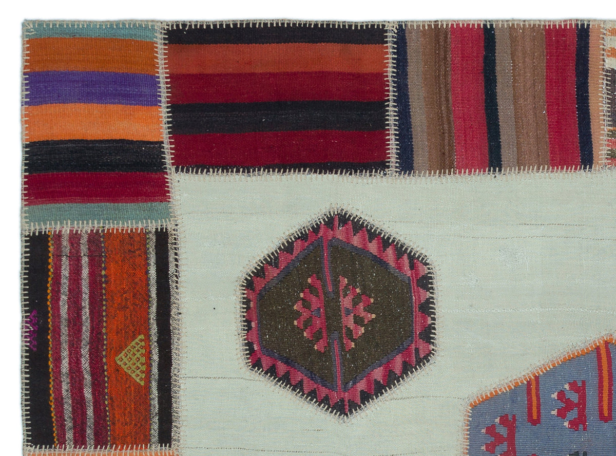 Naturel Over Dyed Kilim Patchwork Unique Rug 5&#39;5&#39;&#39; x 7&#39;5&#39;&#39; ft 165 x 225 cm