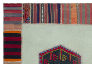 Naturel Over Dyed Kilim Patchwork Unique Rug 5'4'' x 7'10'' ft 163 x 240 cm