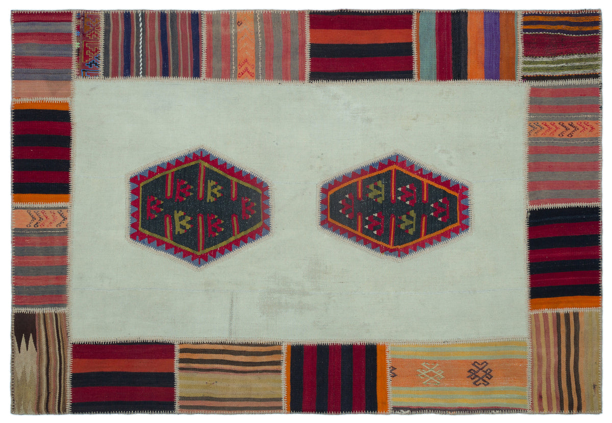 Naturel Over Dyed Kilim Patchwork Unique Rug 5&#39;4&#39;&#39; x 7&#39;10&#39;&#39; ft 163 x 240 cm