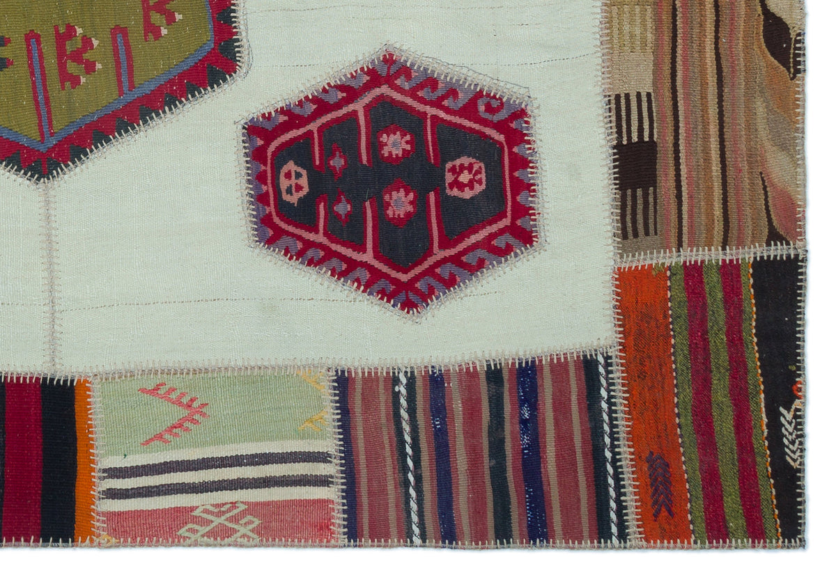 Naturel Over Dyed Kilim Patchwork Unique Rug 5&#39;2&#39;&#39; x 7&#39;8&#39;&#39; ft 158 x 233 cm