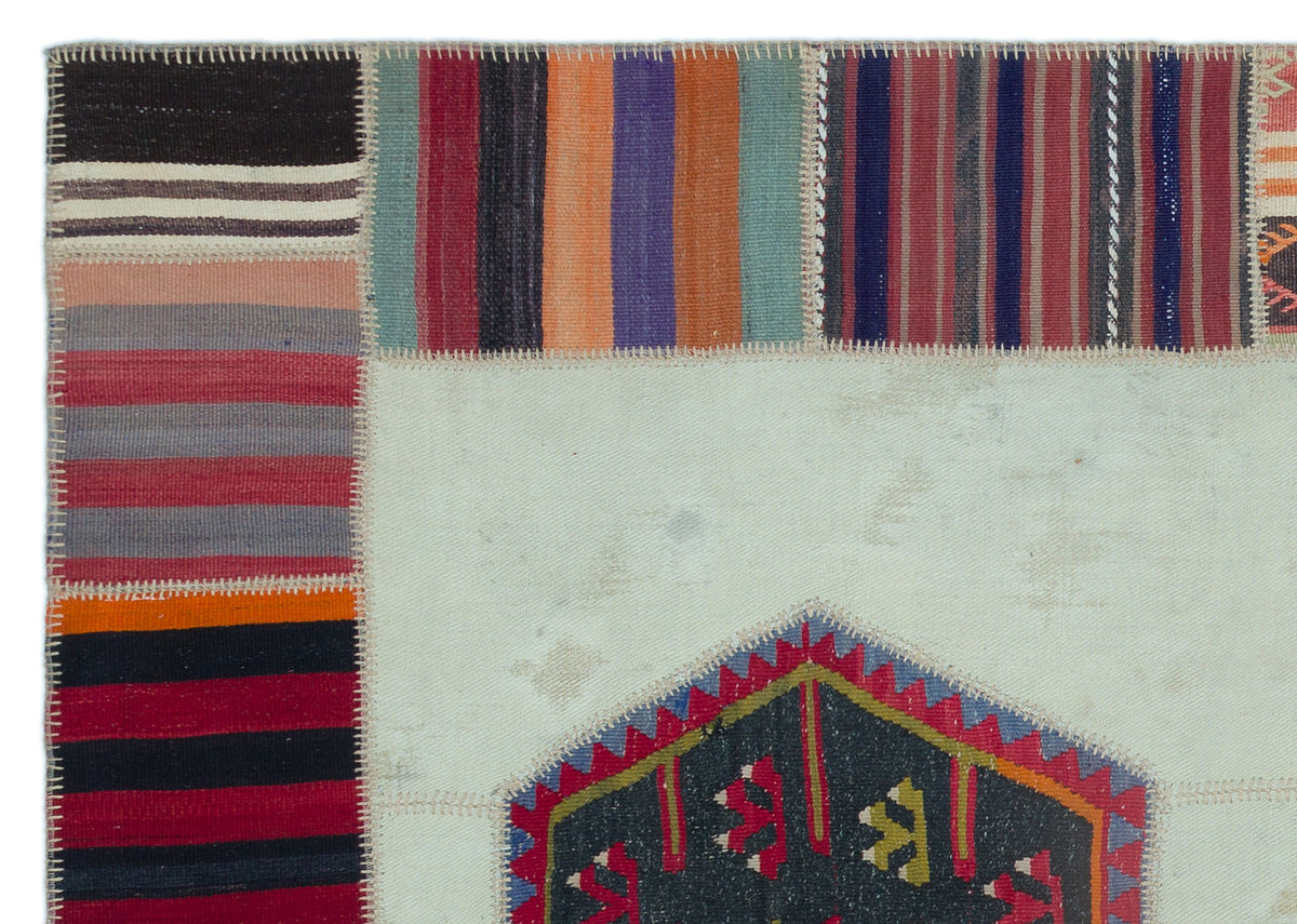 Naturel Over Dyed Kilim Patchwork Unique Rug 5&#39;6&#39;&#39; x 7&#39;9&#39;&#39; ft 167 x 235 cm