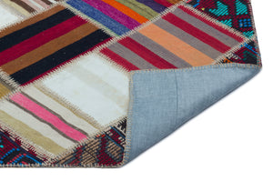 Naturel Over Dyed Kilim Patchwork Unique Rug 5'3'' x 7'5'' ft 160 x 226 cm