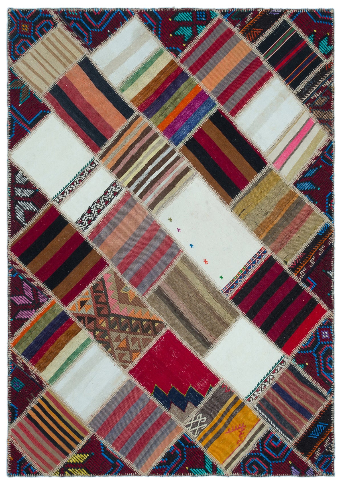 Naturel Over Dyed Kilim Patchwork Unique Rug 5&#39;3&#39;&#39; x 7&#39;5&#39;&#39; ft 160 x 226 cm
