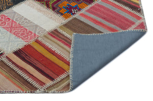 Naturel Over Dyed Kilim Patchwork Unique Rug 5'2'' x 7'8'' ft 157 x 234 cm