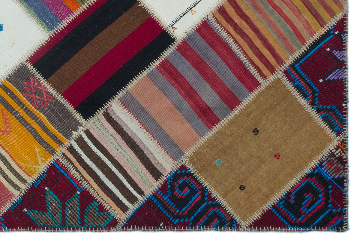 Naturel Over Dyed Kilim Patchwork Unique Rug 5&#39;2&#39;&#39; x 7&#39;9&#39;&#39; ft 157 x 237 cm