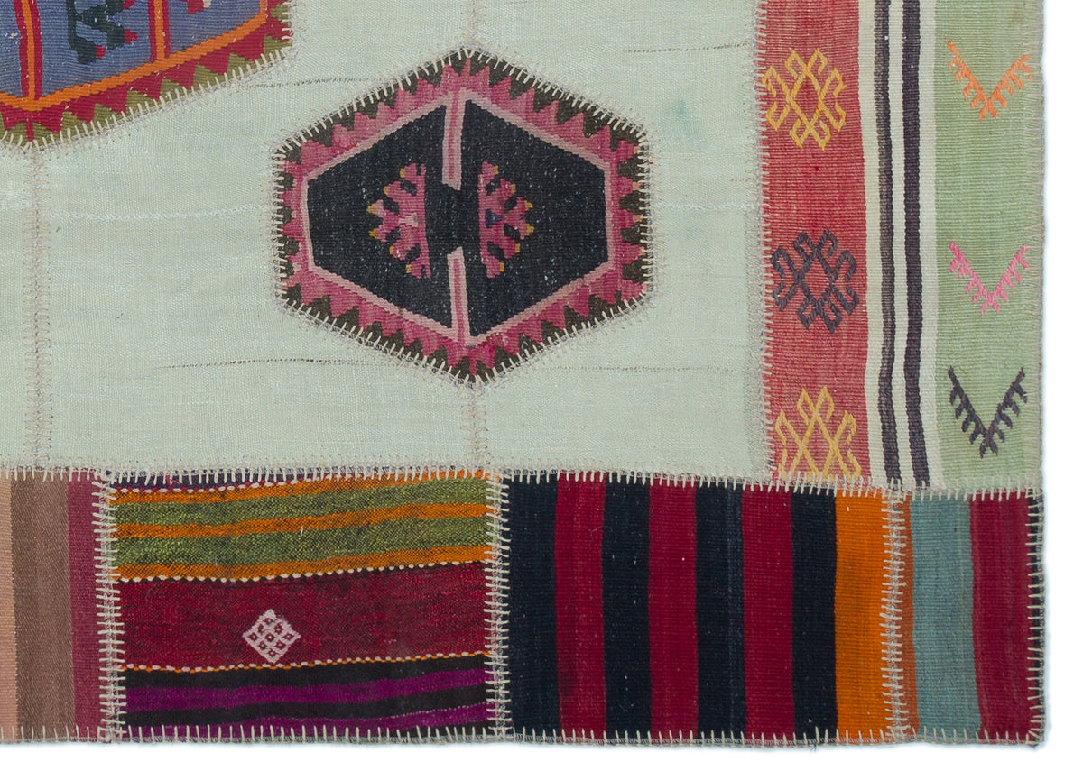 Naturel Over Dyed Kilim Patchwork Unique Rug 5&#39;4&#39;&#39; x 7&#39;5&#39;&#39; ft 162 x 227 cm