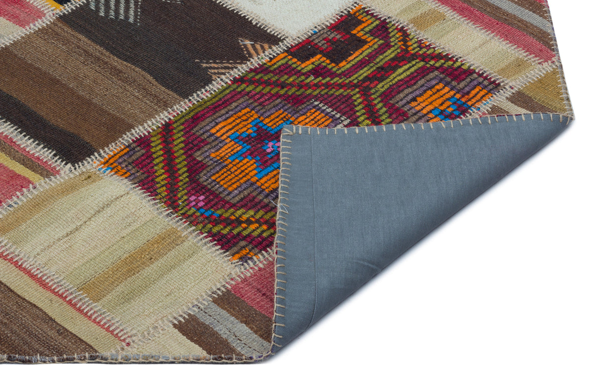 Naturel Over Dyed Kilim Patchwork Unique Rug 5&#39;2&#39;&#39; x 7&#39;6&#39;&#39; ft 157 x 229 cm
