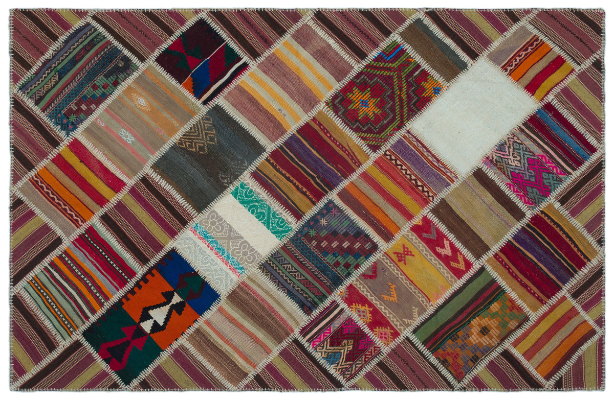 Naturel Over Dyed Kilim Patchwork Unique Rug 5&#39;1&#39;&#39; x 7&#39;10&#39;&#39; ft 155 x 238 cm