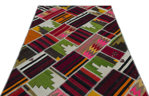 Naturel Over Dyed Kilim Patchwork Unique Rug 4'12'' x 7'10'' ft 152 x 240 cm